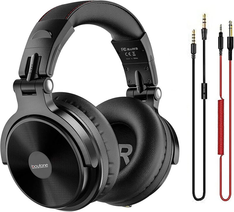 Boytone BT-10BK Wired Over Ear Headphones Studio Monitor & Mixing DJ Stereo Headsets with 50mm Drivers and 1/4 to 3.5mm Audio Jack, Foldable for Computer Audio Mixer, DJ Headphone - Image 2